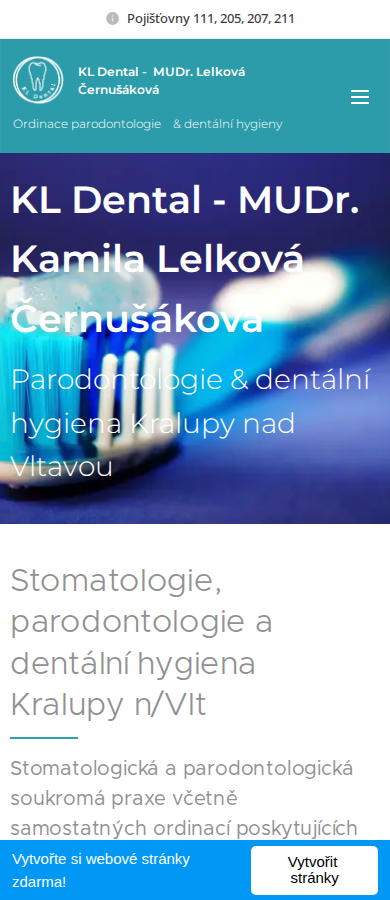 Současný web MUDr. Lelková a Černušáková zubní ordinace na mobilu