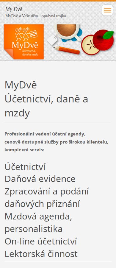 Současný web My dvě účetnictví na mobilu