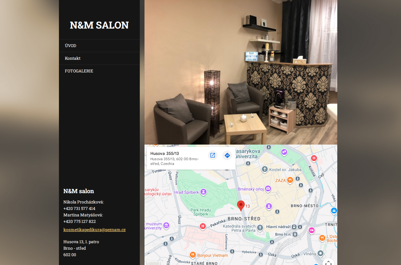 Současný web N&M KOSMETICKÝ SALON na počítači