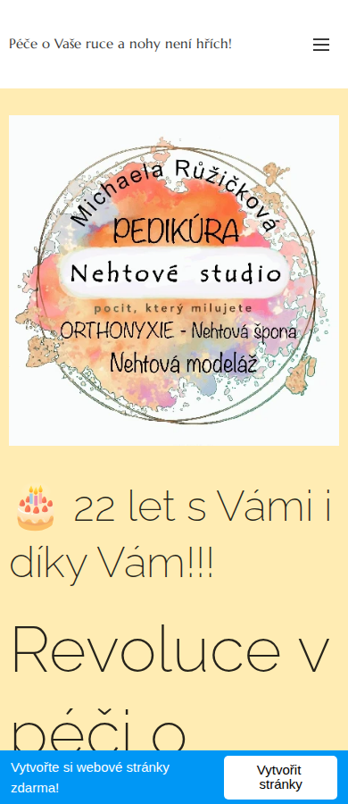 Současný web Nehtování studio Nymburk na mobilu
