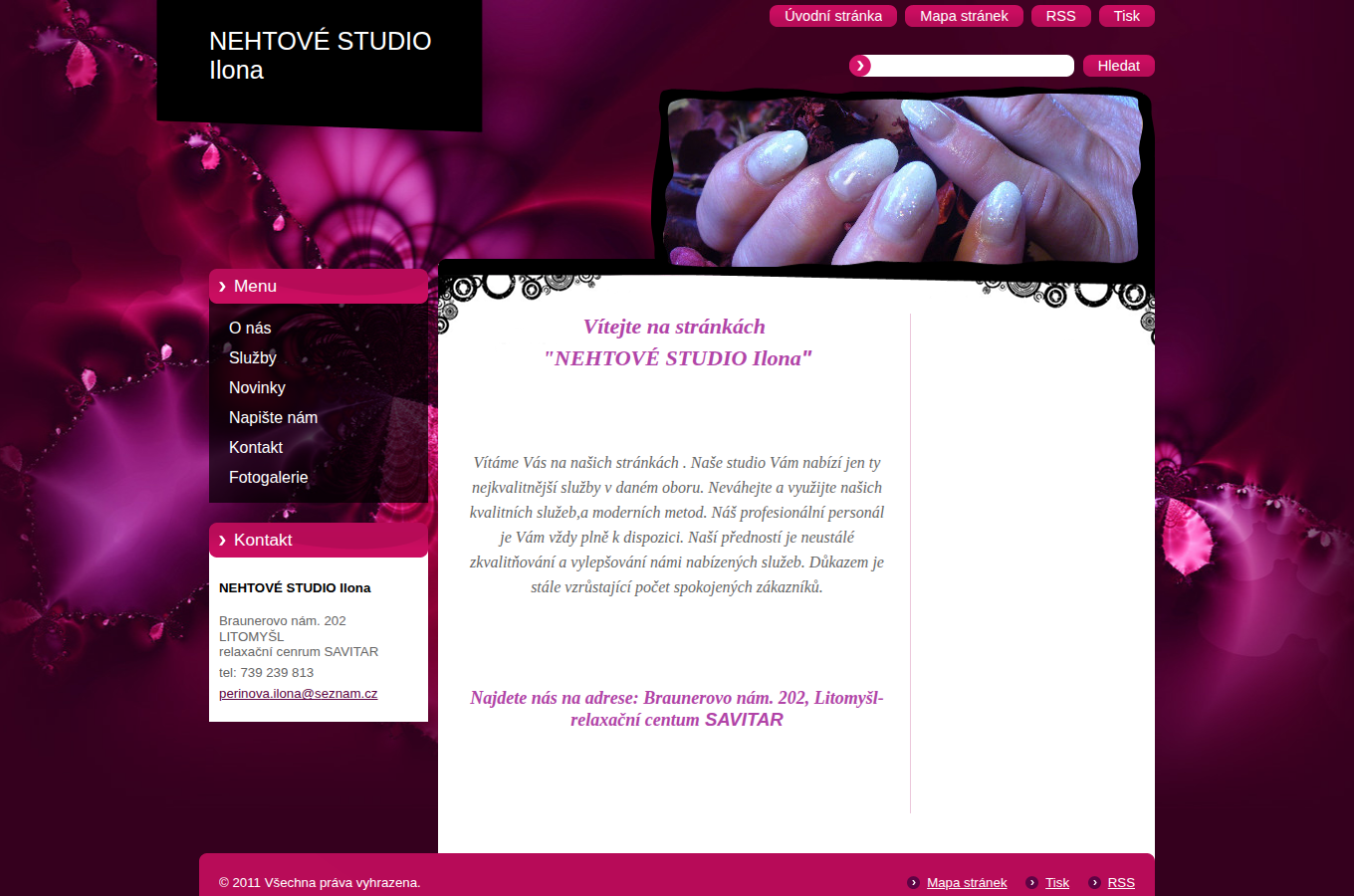 Současný web NEHTOVÉ STUDIO Ilona na počítači
