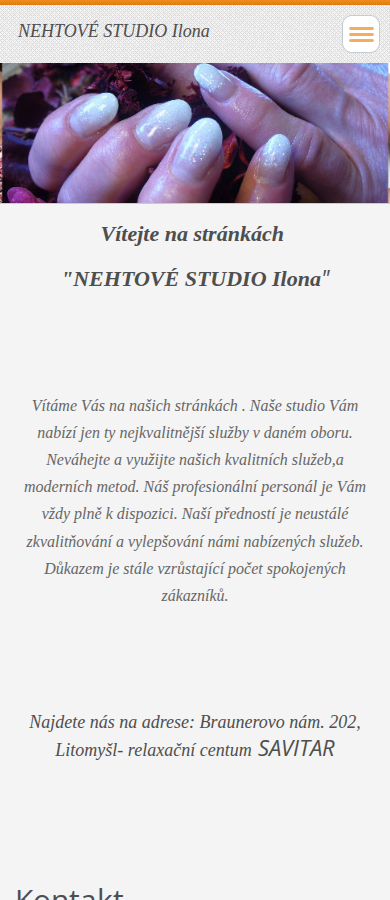 Současný web NEHTOVÉ STUDIO Ilona na mobilu