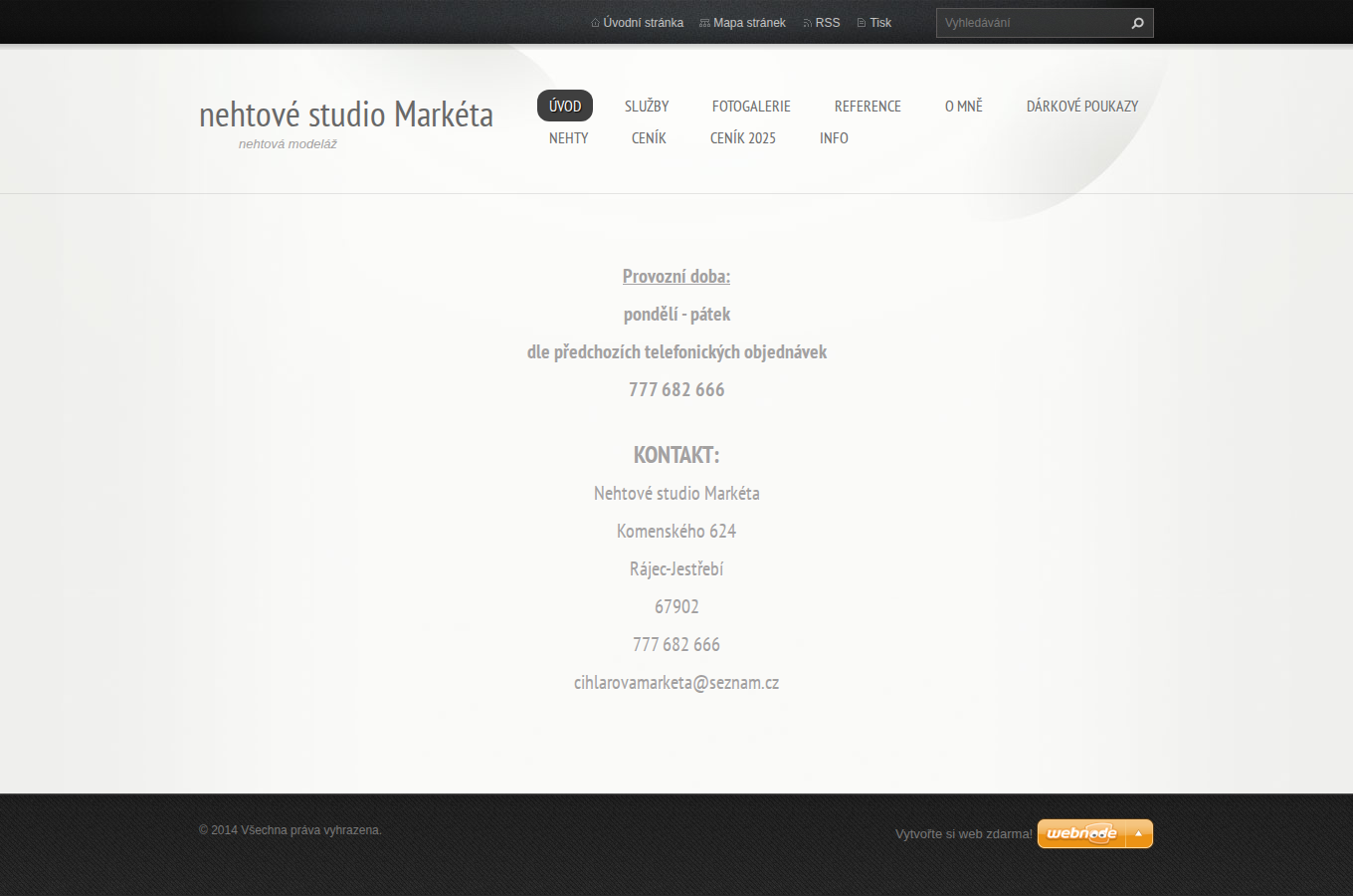 Současný web nehtové studio Markéta na počítači