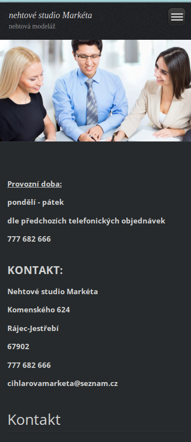 Současný web nehtové studio Markéta na mobilu