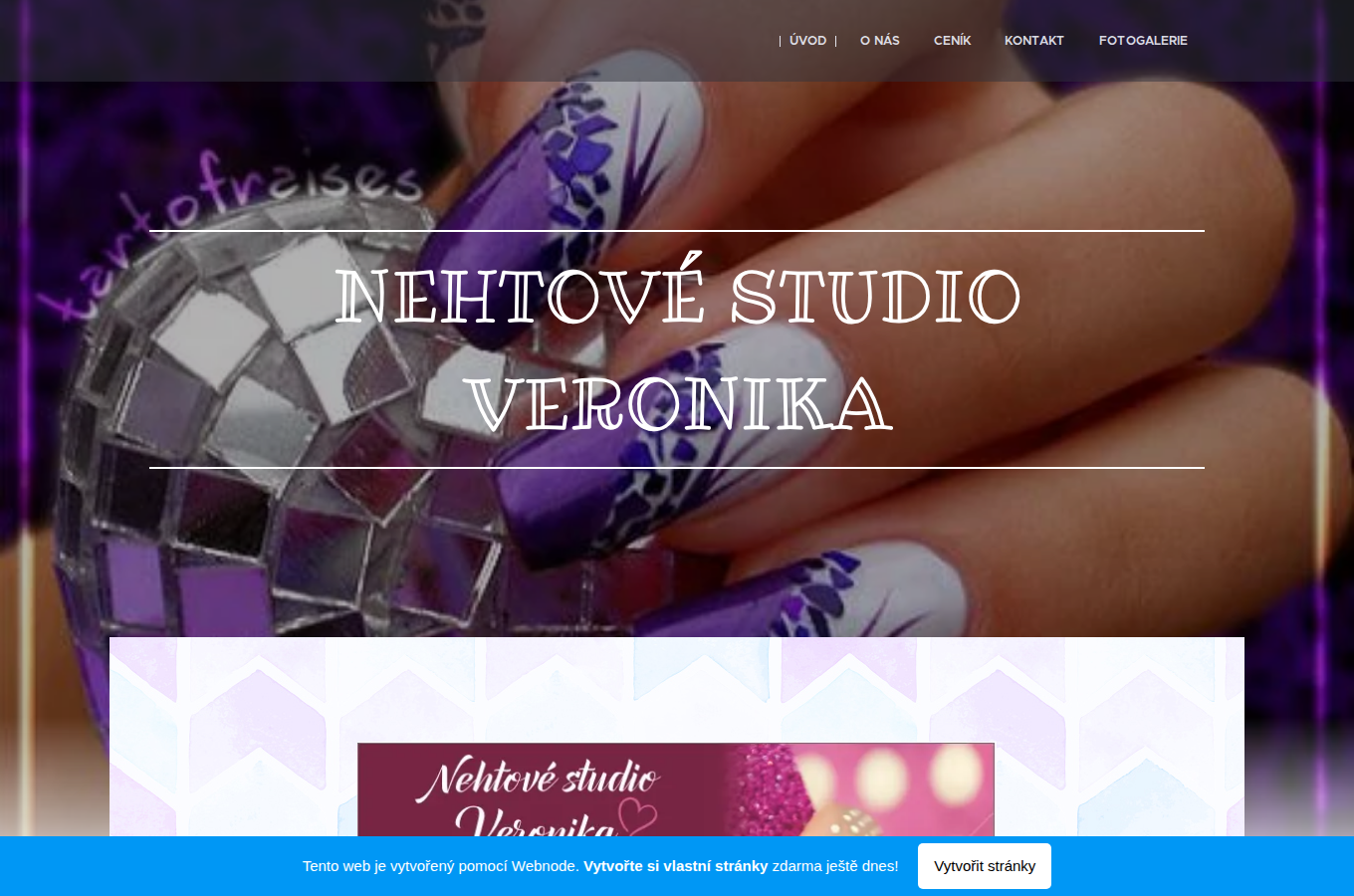 Současný web Nehtové studio Veronika na počítači