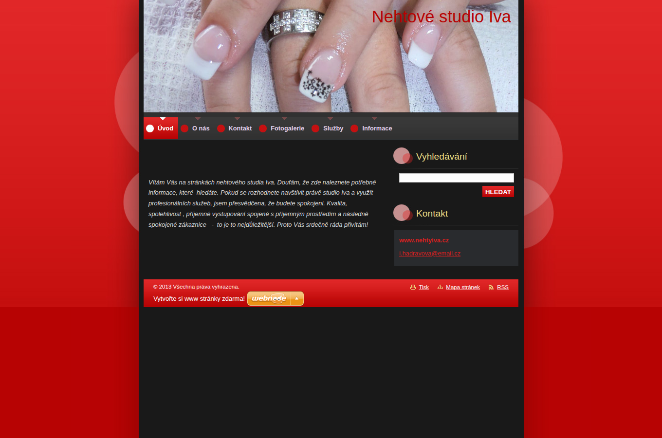 Současný web Nehty Iva na počítači