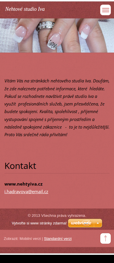 Současný web Nehty Iva na mobilu