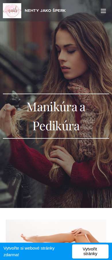 Současný web Nehty jako šperk na mobilu