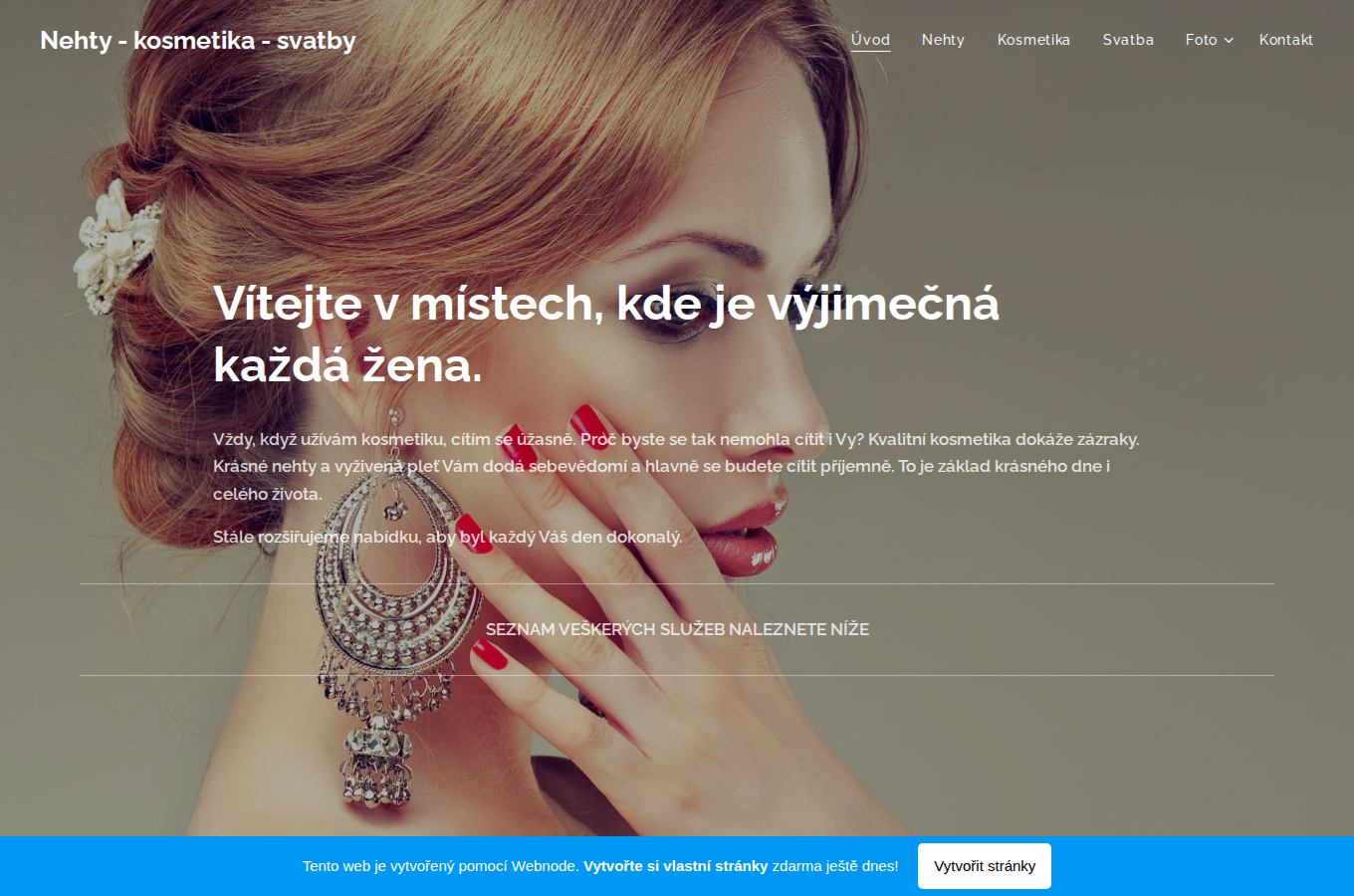 Současný web Nehty & kosmetika na počítači