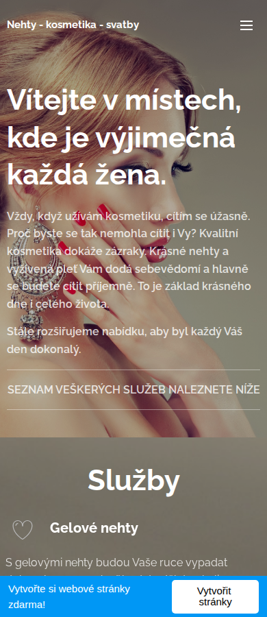 Současný web Nehty & kosmetika na mobilu