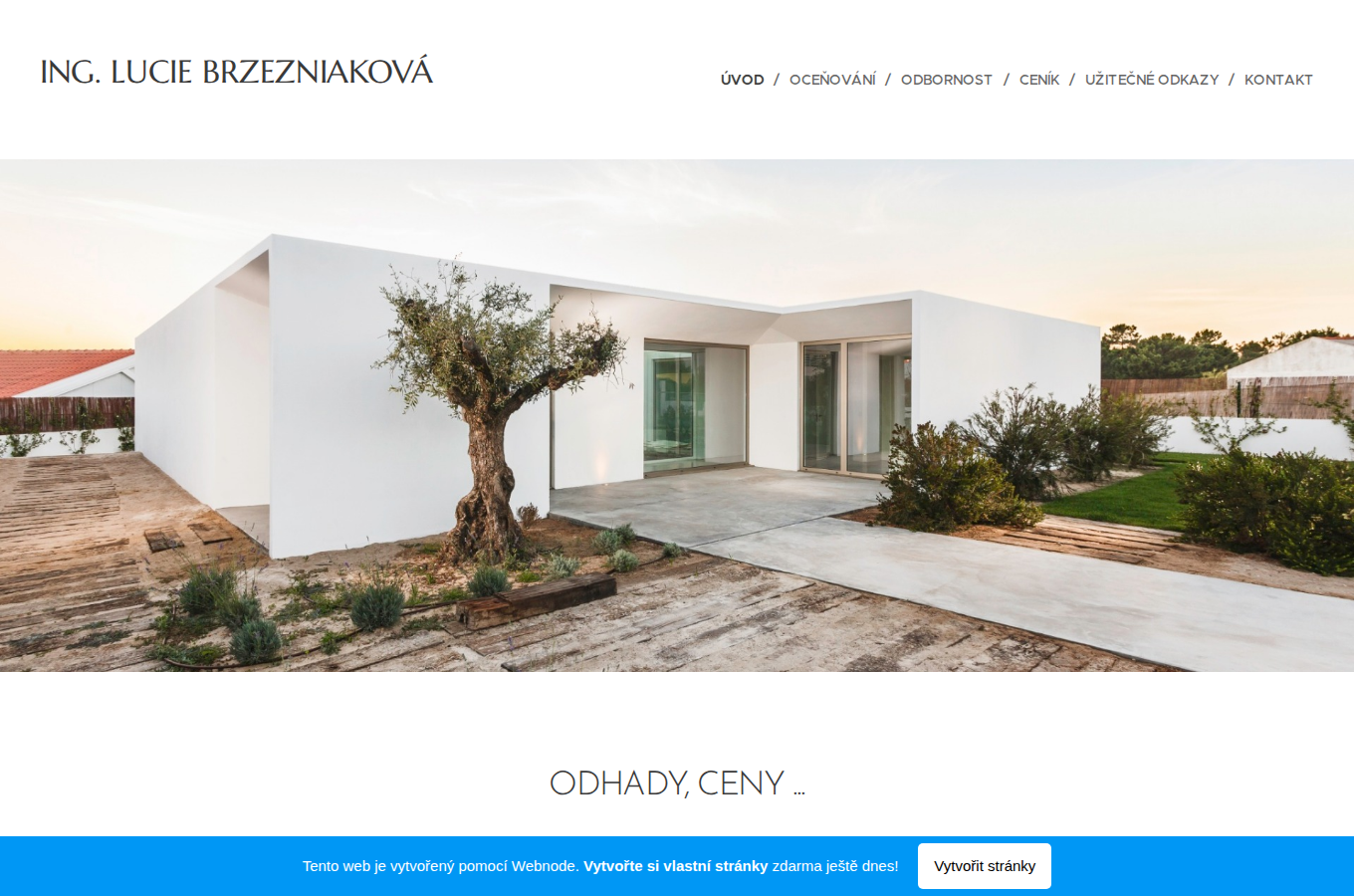 Současný web Odhadnito odhady nemovitostí na počítači