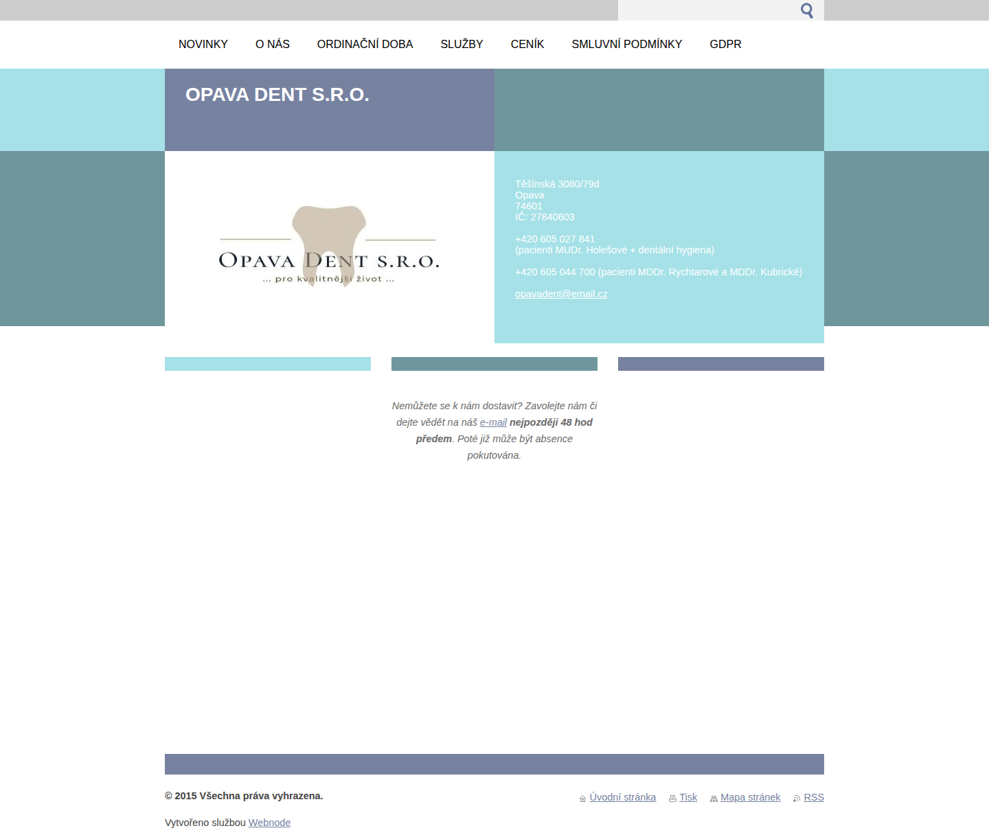Současný web Opava Dent s.r.o. na počítači