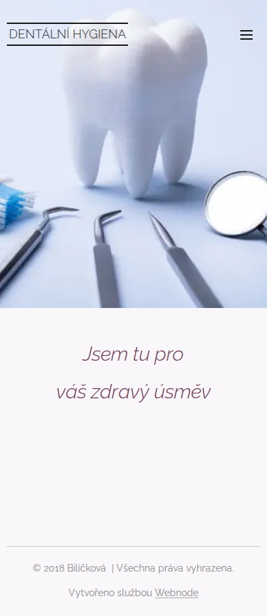 Současný web Ordinace dentální hygieny Biličková na mobilu