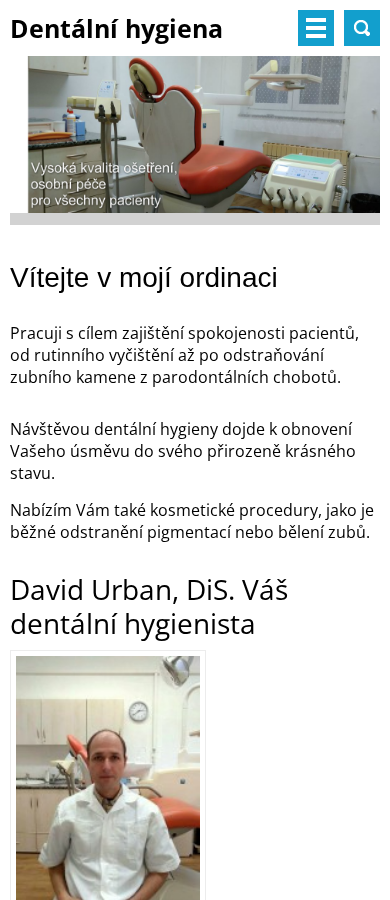 Současný web Ordinace Za Zelenou liškou, dentální hygiena na mobilu