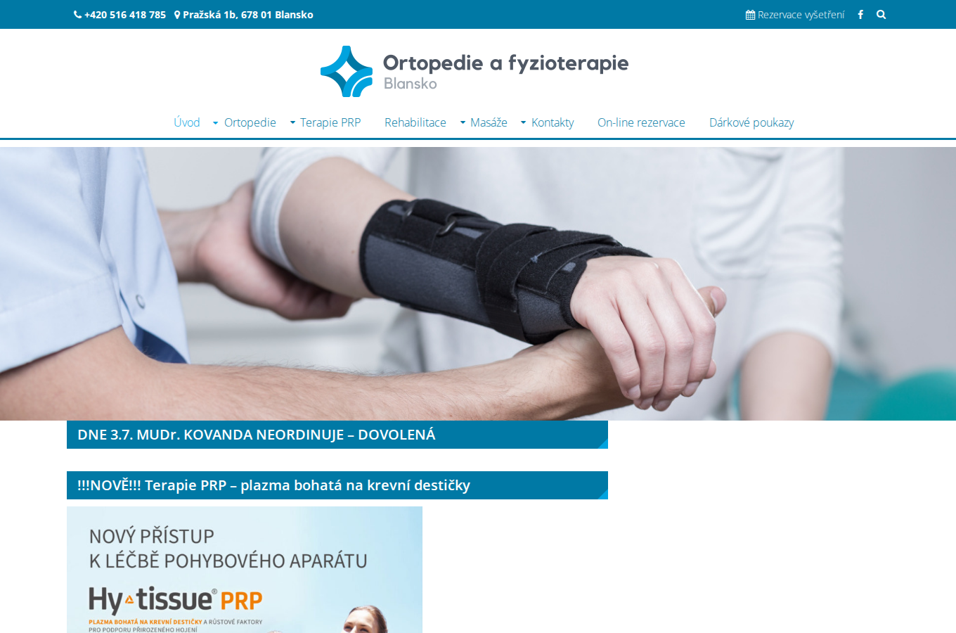 Současný web Ortopedie a fyzioterepie – Ortopedická ambulance v Blansku na počítači