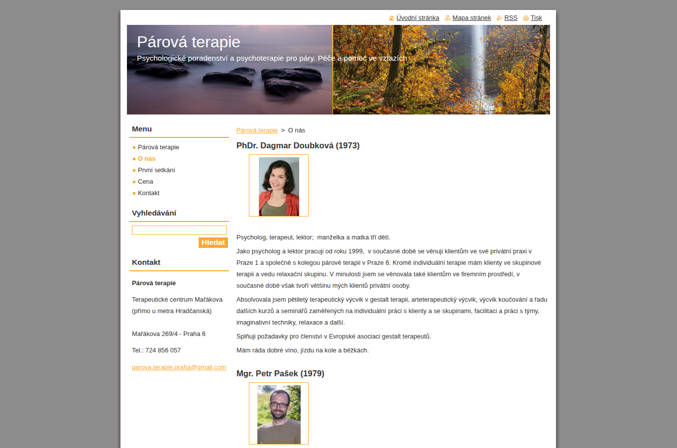 Současný web Párová terapie na počítači