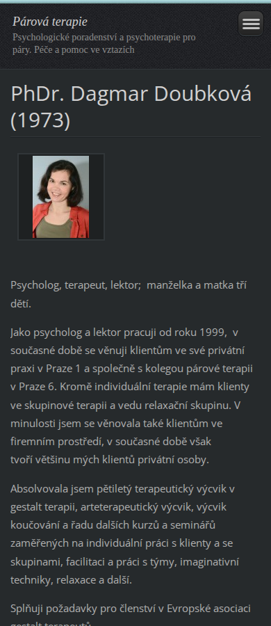 Současný web Párová terapie na mobilu