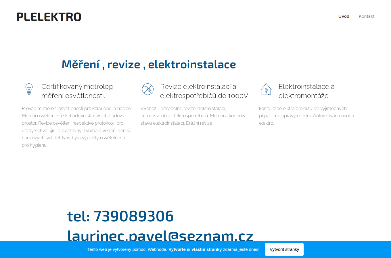 Současný web Pavel Laurinec elektrorevize na počítači