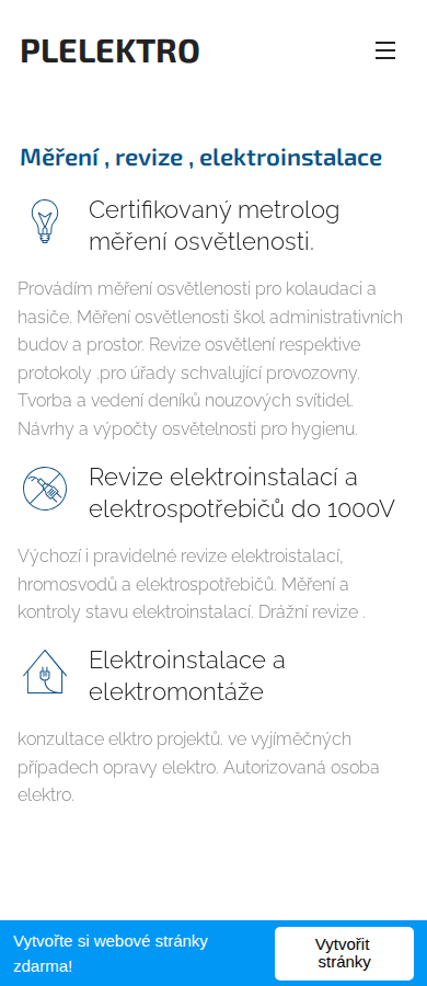 Současný web Pavel Laurinec elektrorevize na mobilu