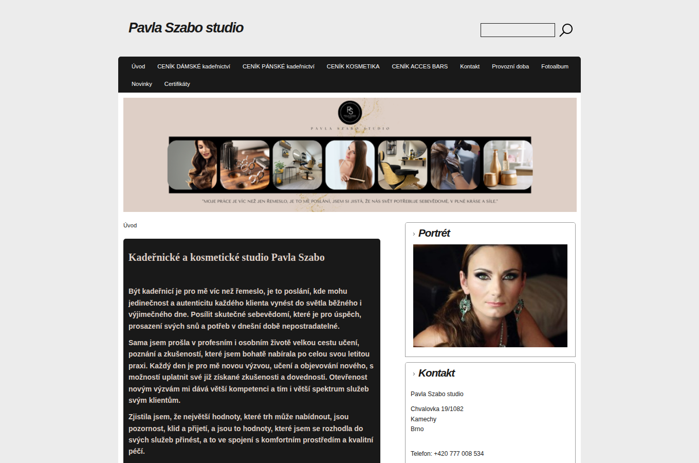 Současný web Pavla Szabo studio na počítači