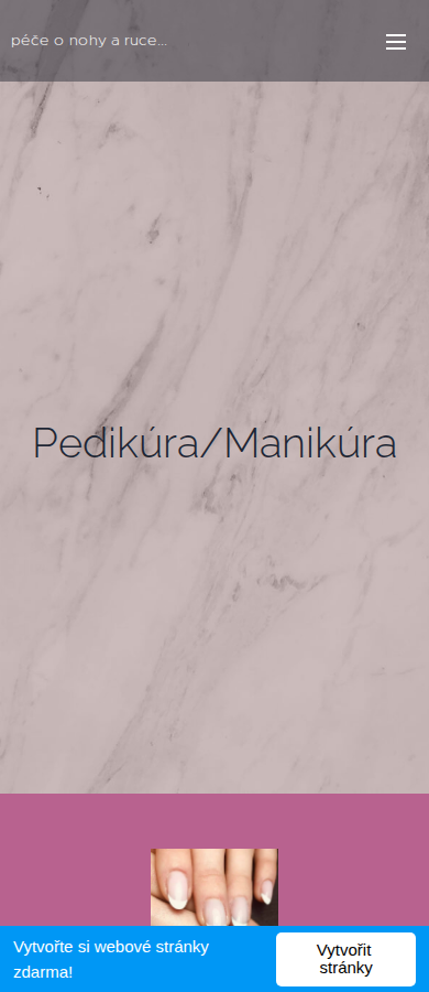 Současný web Pedikúra a manikúra Kristýna na mobilu