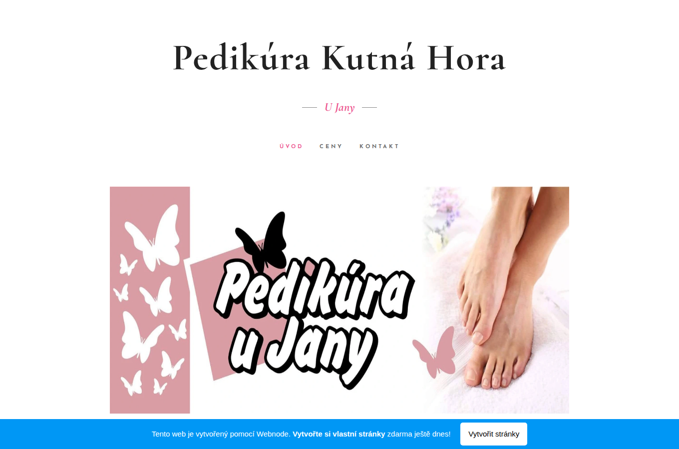 Současný web Pedikúra u Jany Kutná Hora na počítači