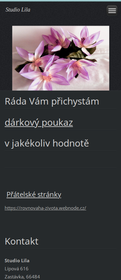 Současný web Pedikúra Zastávka na mobilu