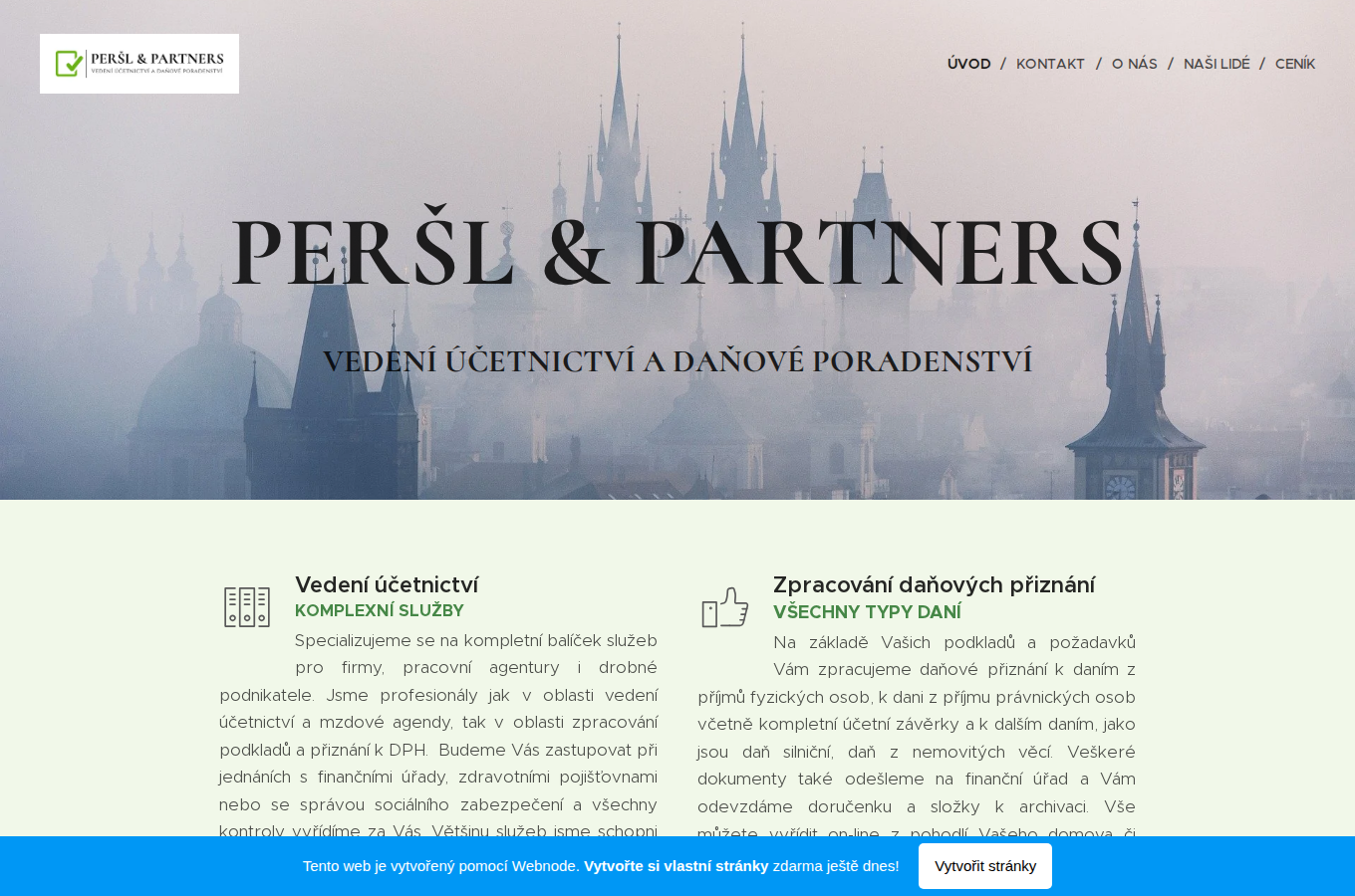 Současný web PERŠL & PARTNERS účetnictví a daně na počítači