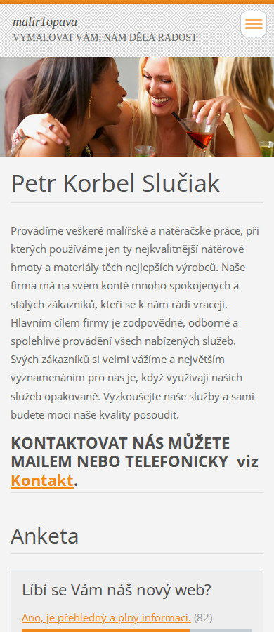Současný web Petr Korbel Slučiak na mobilu