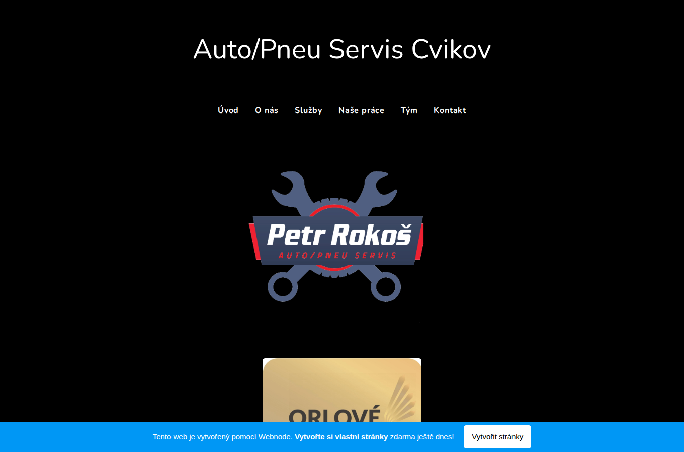 Současný web Petr Rokoš Auto/Pneu Servis na počítači