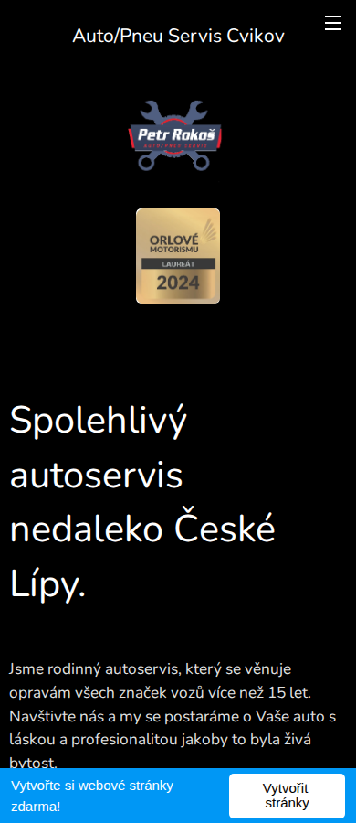 Současný web Petr Rokoš Auto/Pneu Servis na mobilu