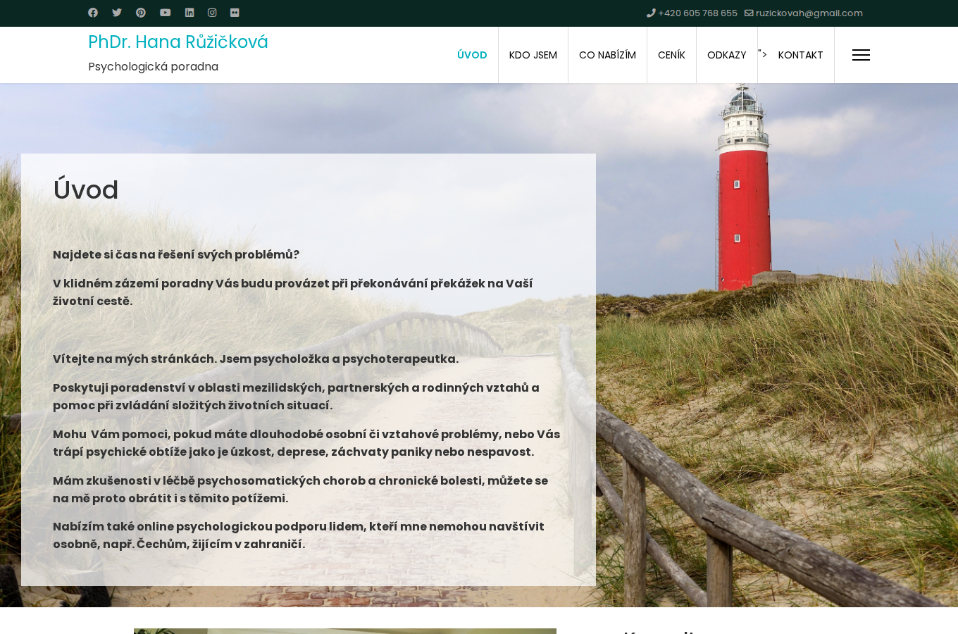 Současný web PhDr. Hana Růžičková – psychologická poradna na počítači