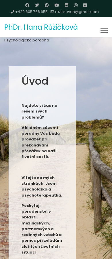 Současný web PhDr. Hana Růžičková – psychologická poradna na mobilu