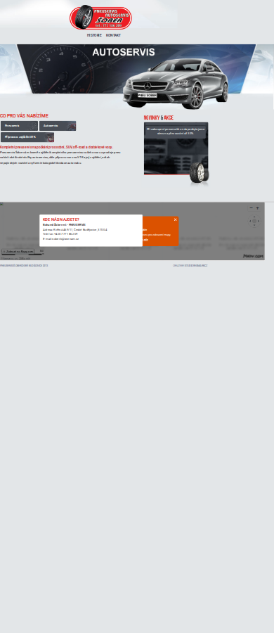 Současný web Pneuservis Šober na mobilu
