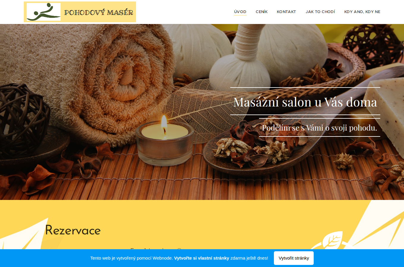 Současný web Pohodový masér na počítači
