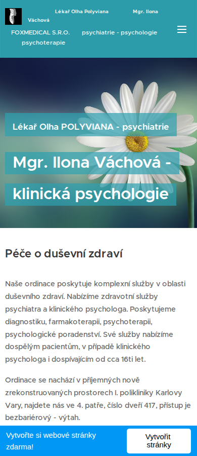 Současný web Psychiatrie a psychologie KVary na mobilu
