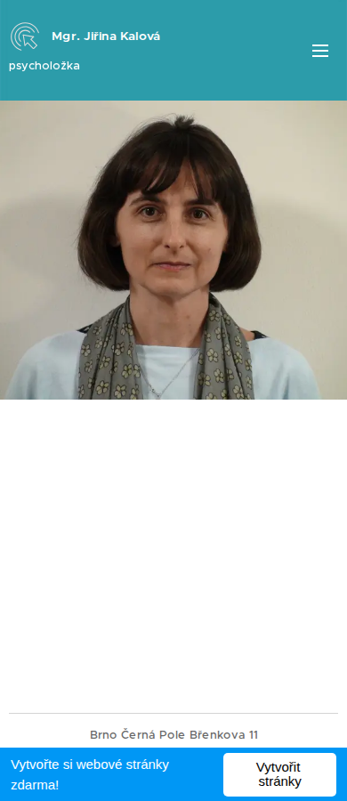 Současný web Psycholog Brno Mgr. Jiřina Kalová na mobilu