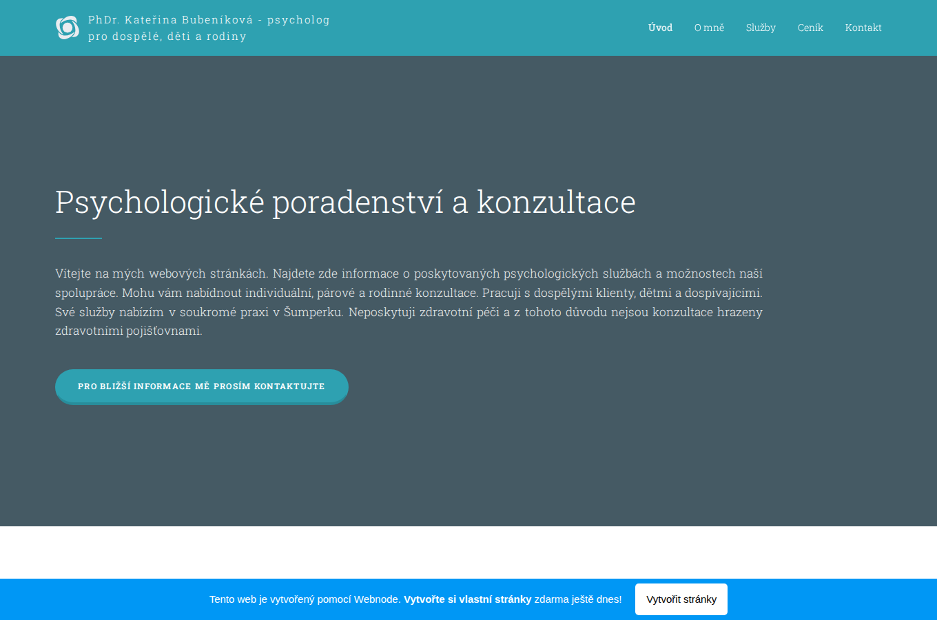 Současný web Psycholog Bubeniková na počítači