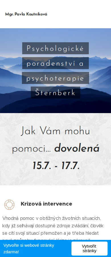 Současný web Psycholog Šternberk na mobilu