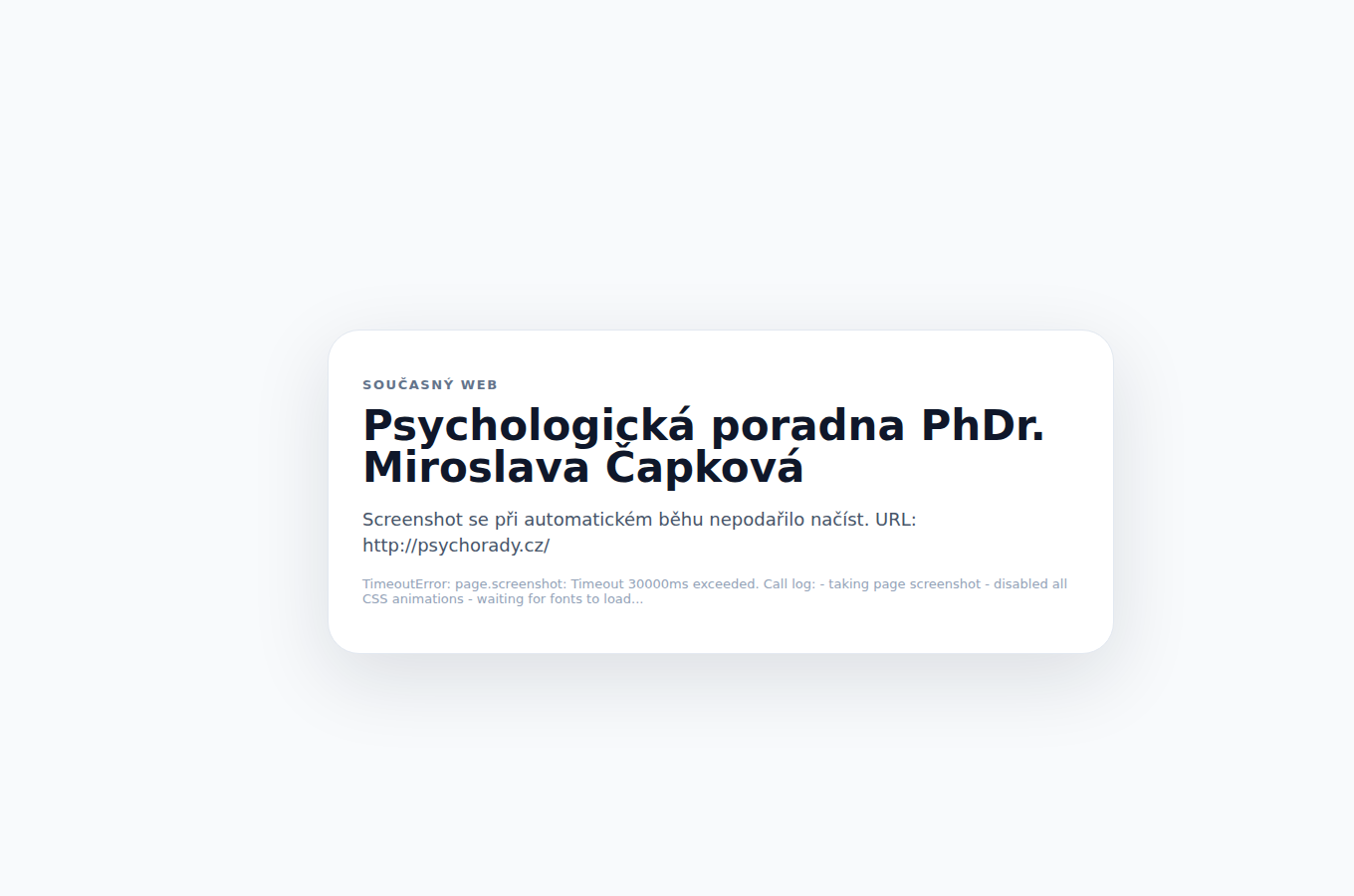 Současný web Psychologická poradna PhDr. Miroslava Čapková na počítači