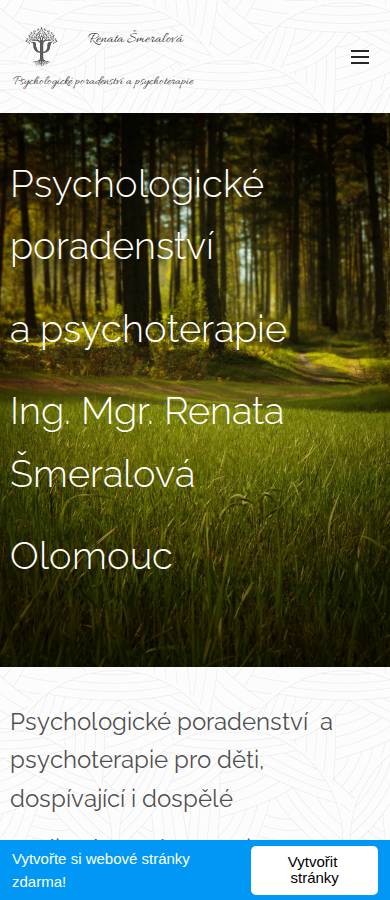 Současný web Psychologické poradenství a terapie Šmeralová na mobilu