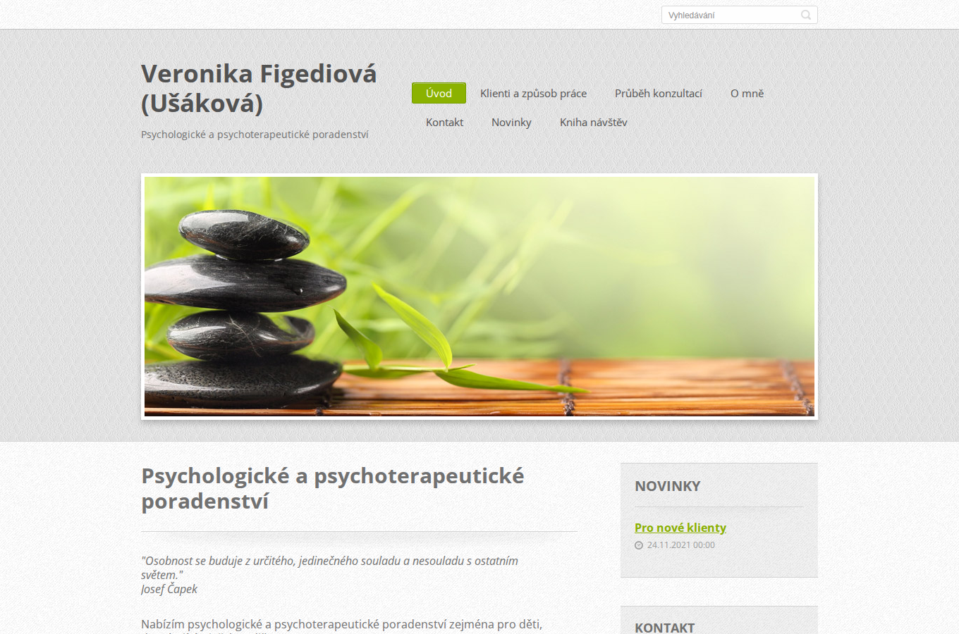 Současný web Psychologické poradenství Veronika Ušáková na počítači