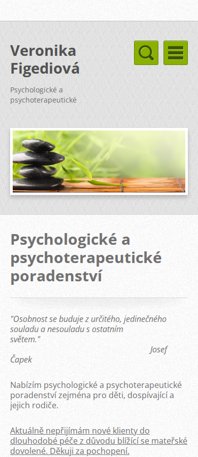Současný web Psychologické poradenství Veronika Ušáková na mobilu