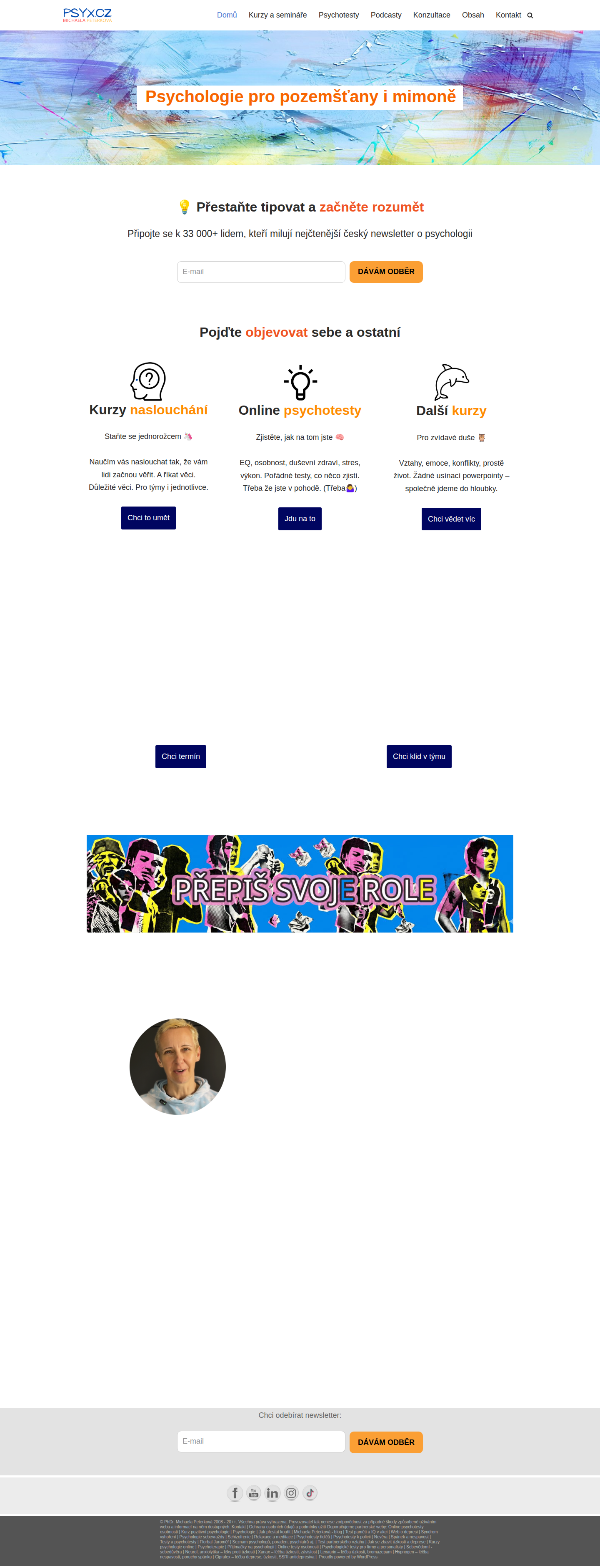 Současný web Psychologie psyx.cz na počítači