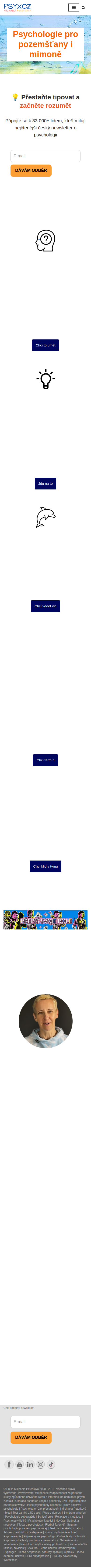 Současný web Psychologie psyx.cz na mobilu