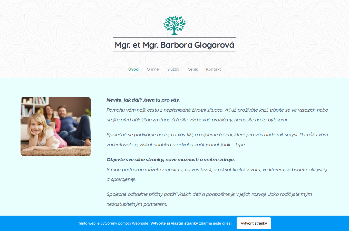 Současný web Psycholožka Glogarová Vyškov na počítači