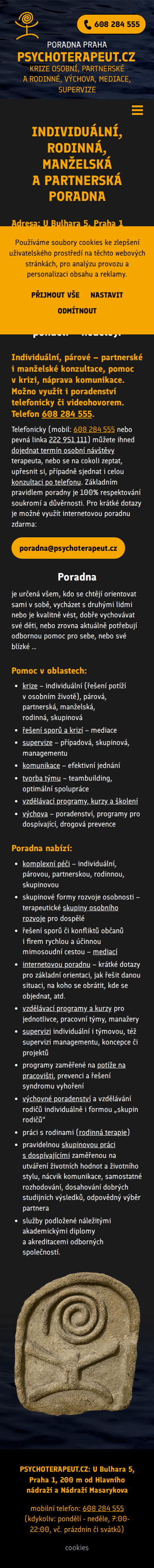 Současný web Psychoterapeut.cz – poradna Praha na mobilu