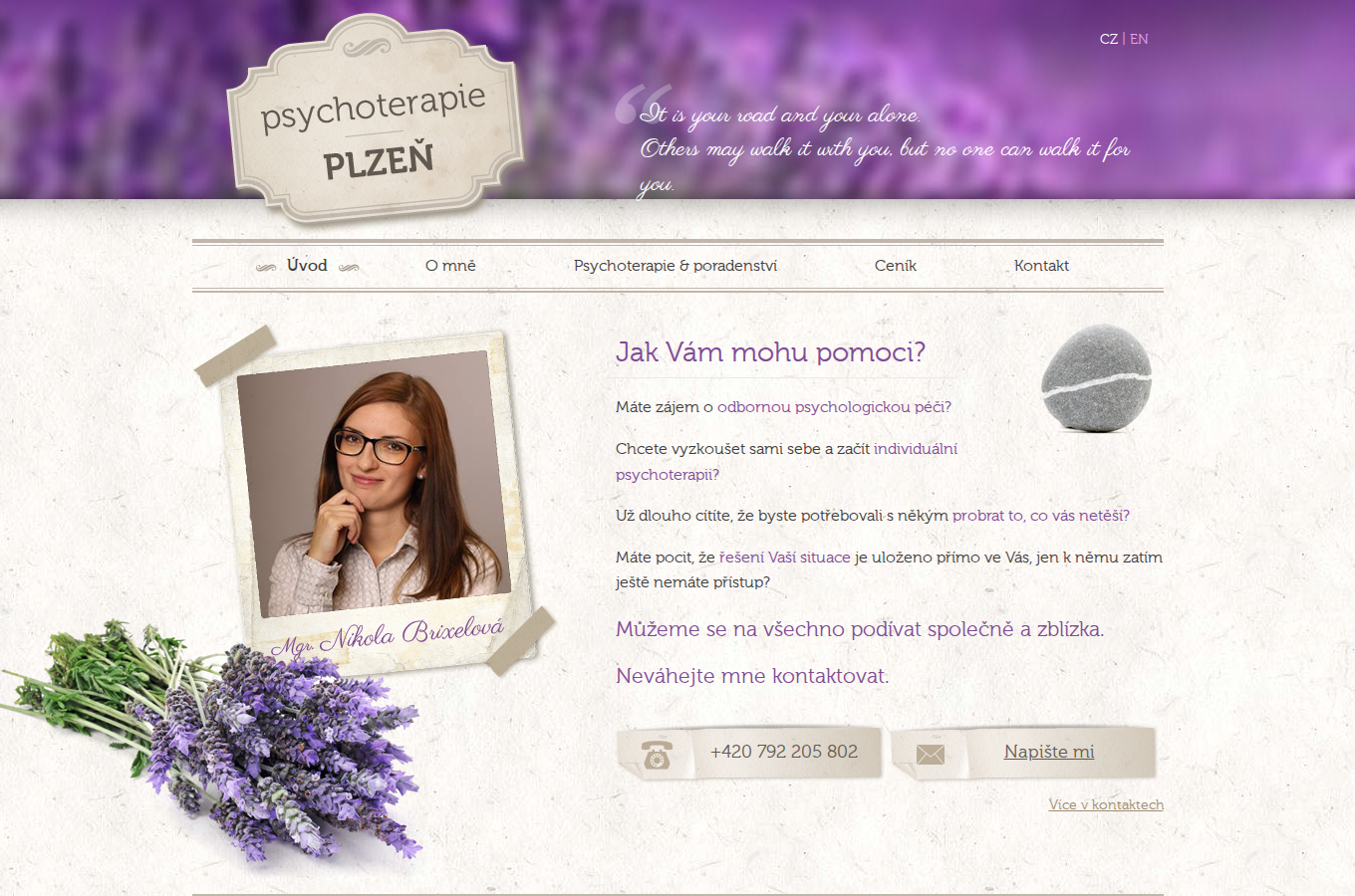 Současný web Psychoterapie Plzeň na počítači