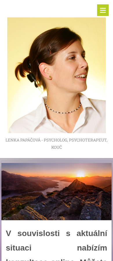Současný web Psychoterapie Praha Lenka Papáčová na mobilu