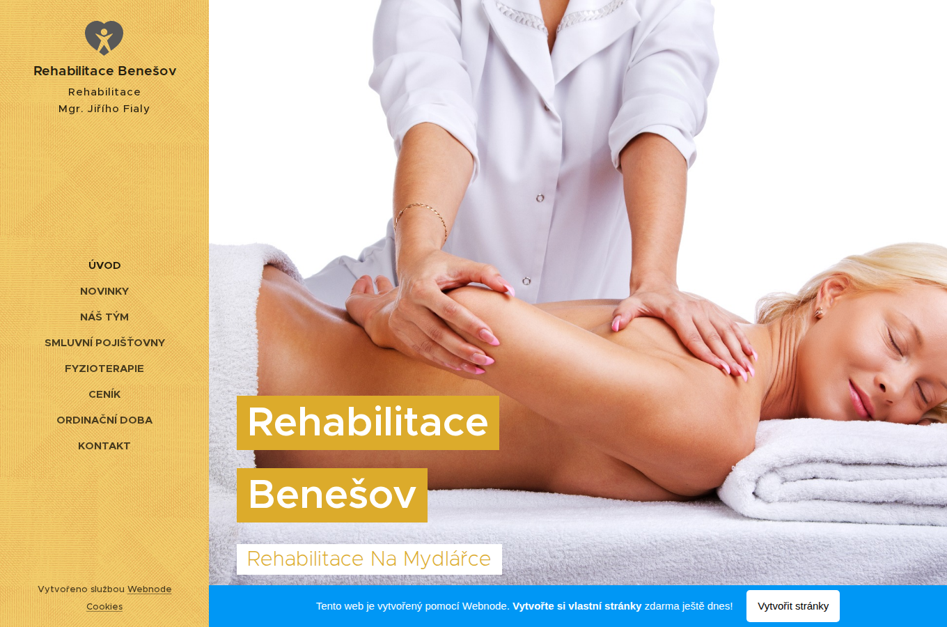 Současný web Rehabilitace Benešov na počítači